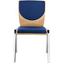 Chaise empilable 7450, siège moulé, soutien lombaire, Dossier rembourré, sans accoudoirs, Tissu de revêtement Point/Trevira CS, bleu