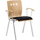 Chaise empilable 7450, siège moulé, soutien lombaire, perçages design, avec accoudoirs, Tissu de revêtement Point/Trevira CS, noir