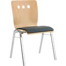 Chaise empilable 7450, siège moulé, soutien lombaire, perçages design, sans accoudoirs, tissu de revêtement Kashmara, gris