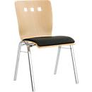 Chaise empilable 7450, siège moulé, soutien lombaire, perçages design, sans accoudoirs, tissu de revêtement Kashmara, noir