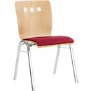 Chaise empilable 7450, siège moulé, soutien lombaire, perçages design, sans accoudoirs, tissu de revêtement Kashmara, rouge foncé