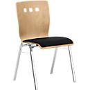 Chaise empilable 7450, siège moulé, soutien lombaire, perçages design, sans accoudoirs, Tissu de revêtement Point/Trevira CS, noir