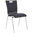 Chaise empilable avec coussin sur l’assise et le dossier - bois et acier - résistante aux désinfectants - L 430 x P 410 x H 450 mm - noir – notre marque Schäfer Shop Select