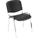 Chaise empilable ISO Basic, piètement chromé, similicuir, noir