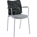 Chaise empilable SUN avec accoudoirs, alu argent/gris