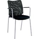 Chaise empilable SUN avec accoudoirs, alu argent/noir