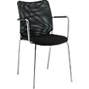 Chaise empilable SUN avec accoudoirs, chromé/noir