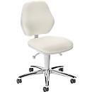 Chaise pivotante de cabinet médical bimos, avec roulettes, pour laboratoires &amp; zones à hygiène critique, réglable en hauteur, L 460 x P 440 x H 470-610 mm, similicuir, blanc
