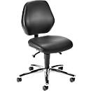 Chaise pivotante de cabinet médical bimos, avec roulettes, pour laboratoires &amp; zones à hygiène critique, réglable en hauteur, L 460 x P 440 x H 470-610 mm, similicuir, noir