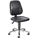 Chaise pivotante de cabinet médical bimos, avec roulettes, pour laboratoires &amp; zones à hygiène critique, réglable en hauteur, L 460 x P 470 x H 440-620 mm, similicuir, noir