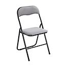 Chaise pliante HAKU, sans accoudoirs, assise et dossier rembourrés, revêtement en tissu velours gris, L 450 x P 450 x H 810 mm, acier noir, 6 pièces