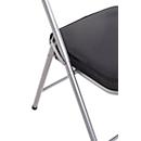 Chaise pliante HAKU, sans accoudoirs, assise et dossier rembourrés, revêtement en tissu velours noir, L 460 x P 530 x H 800 mm, acier gris alu, 4 pièces