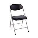 Chaise pliante HAKU, sans accoudoirs, assise et dossier rembourrés, revêtement en tissu velours noir, L 460 x P 530 x H 800 mm, acier gris alu, 4 pièces