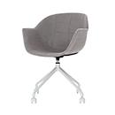 Chaise visiteur Gant design pivotante 360° - mobile - L 620 x P 575 x H 850 mm – gris – piètement blanc – vendu par 2