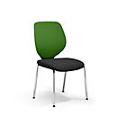 Chaise visiteur GIROFLEX 353,empilable, piètement chromé, sans accoudoirs, tissu vert/noir