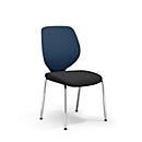 Chaise visiteur GIROFLEX 353,empilable, piètement chromé, sans accoudoirs, tissubleu/noir
