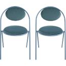 Chaises Saturne Meet by Paperflow - l. 520 x P 540 x H 820 mm - tube d'acier bleu - velours bleu - set de 2