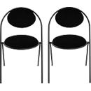 Chaises Saturne Meet by Paperflow - l. 520 x P 540 x H 820 mm - tube d'acier noir - velours noir - set de 2