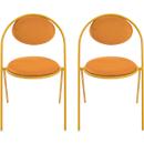 Chaises Saturne Meet by Paperflow - l. 520 x P 540 x H 820 mm - tube d'acier safran - velours safran - set de 2