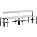 Changing bench, tubular steel/aluminium, double with back section, 2000 mm wide, anthracite