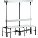 Changing bench, tubular steel/aluminium, double with cloakroom section, 1500 mm wide, anthracite
