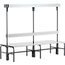 Changing bench, tubular steel/aluminium, double with cloakroom section, 2000 mm wide, anthracite