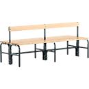 Changing bench, tubular steel/wood, double, with back section, 1500 mm wide, anthracite