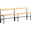 Changing bench, tubular steel/wood, single, with back section, 2000 mm wide, anthracite