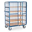 Chariot à colis fetra®, 5 étagères, grillage métallique avec doubles portes verrouillables, jusqu'à 600 kg, L 1200 x l 800 mm