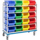 Chariot à étagère G®-Rack E 2801 GMÖHLING, ajouré, jusqu’à 300 kg, 5 étages, pour 20 bacs à bec