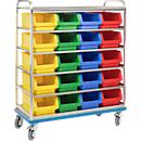 Chariot à étagère G®-Rack E 2801 GMÖHLING, ajouré, jusqu’à 300 kg, 6 étages, pour 24 bacs à bec