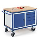 Chariot à plateau avec armoire et tiroirs - L 1150 x l. 700 mm