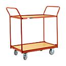 Chariot à plateaux avec 2 étages - L 1086 x l. 500 x H 1032 mm - capacité de charge 250 kg - rouge - notre marque Schäfer Shop Pure 