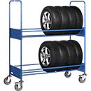 Chariot à pneus Fetra 4586, jusqu'à 250 kg, 2 étages avec supports de pneus à visser variables, surface de chargement L 1420 x l 600 mm, pneus TPE
