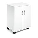 Chariot de bureau avec portes à charnières, blanc