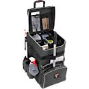 Chariot de nettoyage Rubbermaid® Quick Cart, grand, volume 60 l, compartiments intérieurs, poignée télescopique, L 419 x l 363 x H 635 mm, plastique haute performance, gris foncé