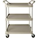 Chariot de service Rubbermaid Utility Cart, 3 étages, modèle ouvert, capacité maximale de 90 kg, couleur platine
