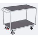 Chariot de table léger, panneau acier/MDF, gris clair/gris foncé, 2 étagères, L 985 x l 605 mm, roulettes TPE avec EasySTOP, jusqu'à 250 kg