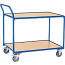 Chariot de transport à 2 étages Fetra, l. 1000 x P 700 mm, capacité de charge 300 kg, bleu brillant RAL 5007