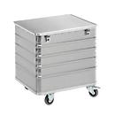 Chariot de transport en aluminium, avec couvercle à charnières, 223 l