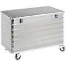 Chariot de transport en aluminium, avec couvercle à charnières, 560 l