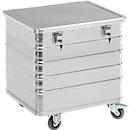 Chariot de transport en aluminium, avec couvercle et serrure à cylindre, 229 l