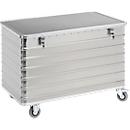 Chariot de transport en aluminium, avec couvercle et serrure à cylindre, 560 L