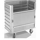 Chariot de transport en aluminium, côté long abaissable, 355 litres, sans couvercle