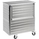 Chariot de transport en aluminium, côté long rabattable, 1050 litres, avec couvercle