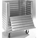 Chariot de transport en aluminium, côté long rabattable, 1050 litres, sans couvercle