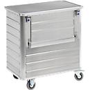 Chariot de transport en aluminium, côté long rabattable, 355 litres, avec couvercle