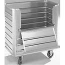 Chariot de transport en aluminium, côté long rabattable, 355 litres, sans couvercle