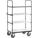 Chariot de transport ESD, 4 étages, 1200 x 800 mm, jusqu’à 600 kg, acier/bois, gris ardoise