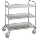 Chariot en inox, l. 1045 x P 645 mm, 100 % caoutchouc, monture avec roulettes galvanisée
